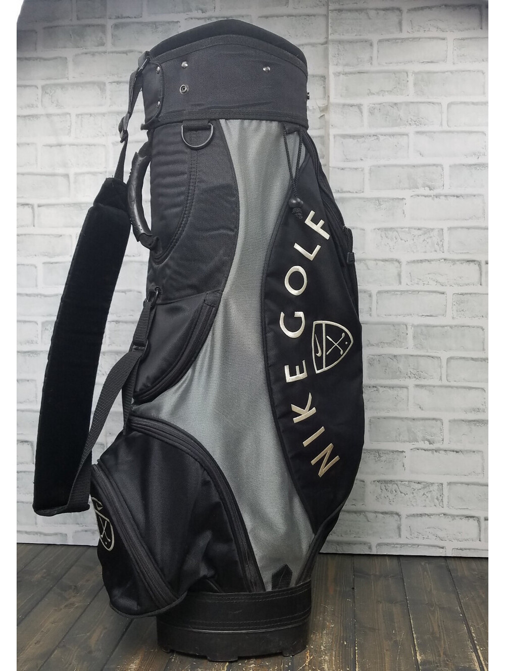 NIKE 5 Way Golf Cart Bag Black Gray Grey Shoulder Carry Strap 35" Tall
